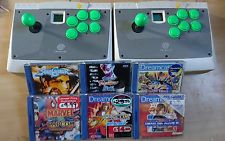 Sega Dreamcast Auction - 2x Official Dreamcast Arcade Sticks plus Fighting Games Bundle and 2x VMU