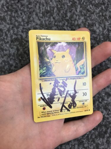 Retrodeals - Pikachu Pokemon - Base Set Card - LP - Signed By Voice Actor