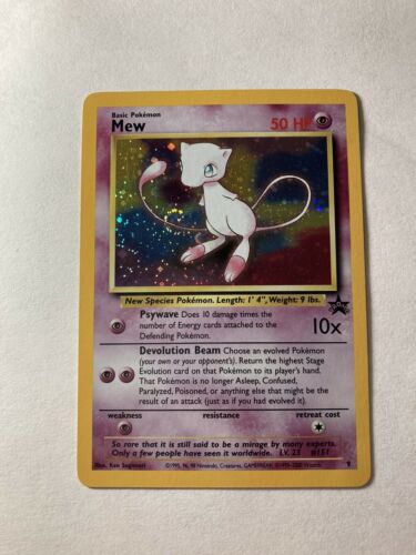 Retrodeals - 2000 Mew HOLO Black Star Promo #9 Pokemon Card w/ 2x SWIRL! WOTC TCG NM Mint
