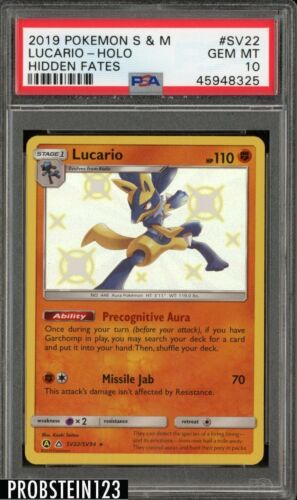 Retrodeals - 2019 Pokemon S & M Hidden Fates #SV22 Lucario - Holo PSA 10 GEM MINT