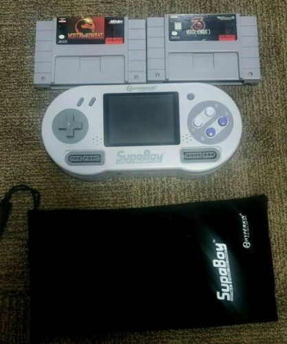 Retrodeals - Hyperkin SupaBoy SNES Super Nintendo White Portable Handheld System. W/ 2 Games