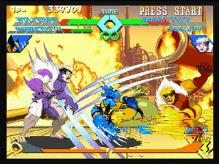 Sega Saturn Game - X-Men Vs. Street Fighter (Kakuchou Ram Cartridge 4MB Fuzoku) (Japan) [T-1226G] - エックスメンＶＳ．ストリートファイター　（拡張ラムカートリッジ４ＭＢ付属） - Screenshot #11