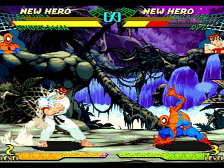 Sega Saturn Game - Marvel Super Heroes Vs. Street Fighter (Kakuchou Ram Cartridge 4MB Fuzoku) (Japan) [T-1238G] - マーヴル・スーパーヒーローズＶＳ．ストリートファイター　（拡張ラムカートリッジ４ＭＢ付属） - Screenshot #12
