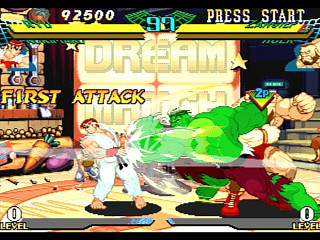 Sega Saturn Game - Marvel Super Heroes Vs. Street Fighter (Kakuchou Ram Cartridge 4MB Fuzoku) (Japan) [T-1238G] - マーヴル・スーパーヒーローズＶＳ．ストリートファイター　（拡張ラムカートリッジ４ＭＢ付属） - Screenshot #20