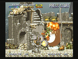 Sega Saturn Game - Metal Slug (Kakuchou Ram Doukon Okaidoku Set!!) (Japan) [T-3114G] - メタルスラッグ　（拡張ラム同梱「お買得セット」！！） - Screenshot #25