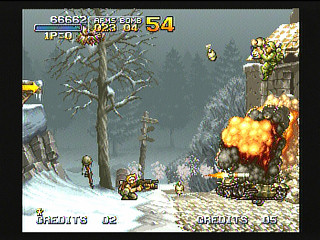 Sega Saturn Game - Metal Slug (Kakuchou Ram Doukon Okaidoku Set!!) (Japan) [T-3114G] - メタルスラッグ　（拡張ラム同梱「お買得セット」！！） - Screenshot #29