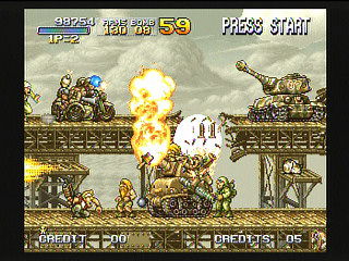 Sega Saturn Game - Metal Slug (Kakuchou Ram Doukon Okaidoku Set!!) (Japan) [T-3114G] - メタルスラッグ　（拡張ラム同梱「お買得セット」！！） - Screenshot #38